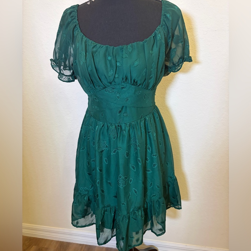 Elegant Green Floral Dress